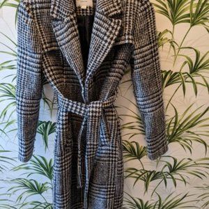Cole Haan Belted Houndstooth Wrap Coat